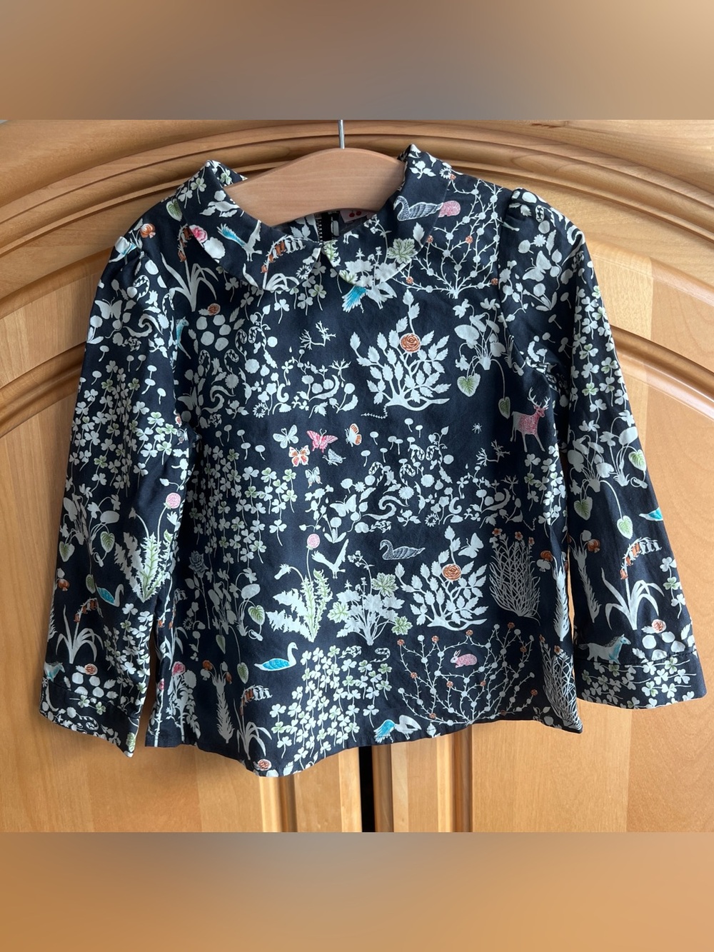 Bonpoint girl’s collared woodland print blouse, 4T
